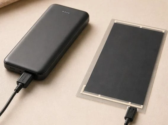 Folia grzewcza BLACKHEATER GPAD 10+ zasilana z powerbanku przez USB-C (5 V)