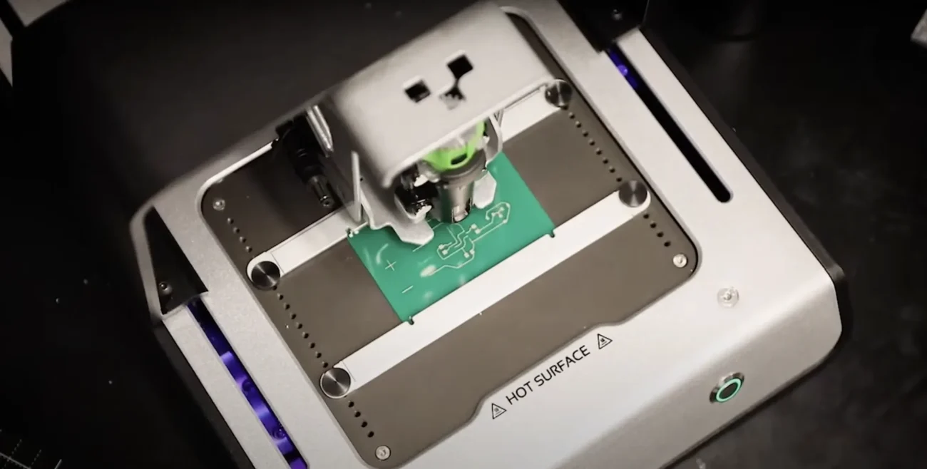 Drukarka PCB Voltera V-One w laboratorium Princeton University podczas prototypowania płytki